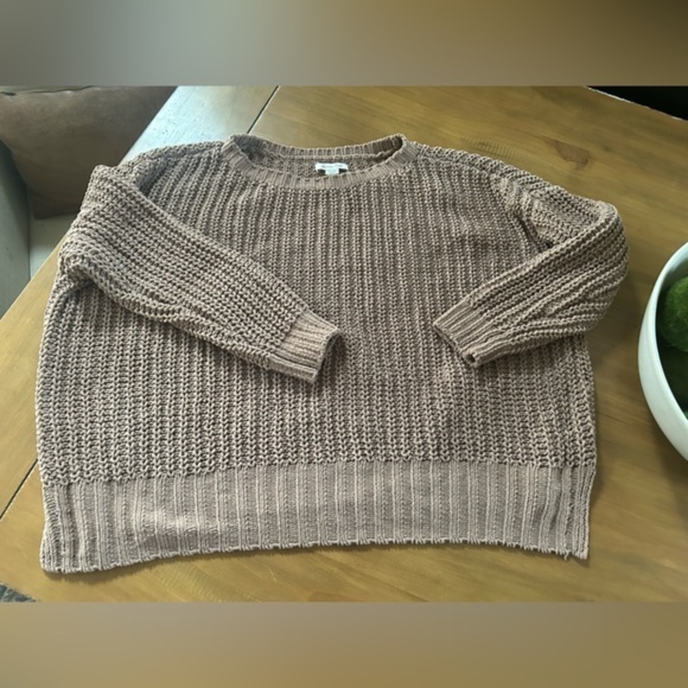 NWOT AE Brown/Taupe Oversized Crew Knit Sweater